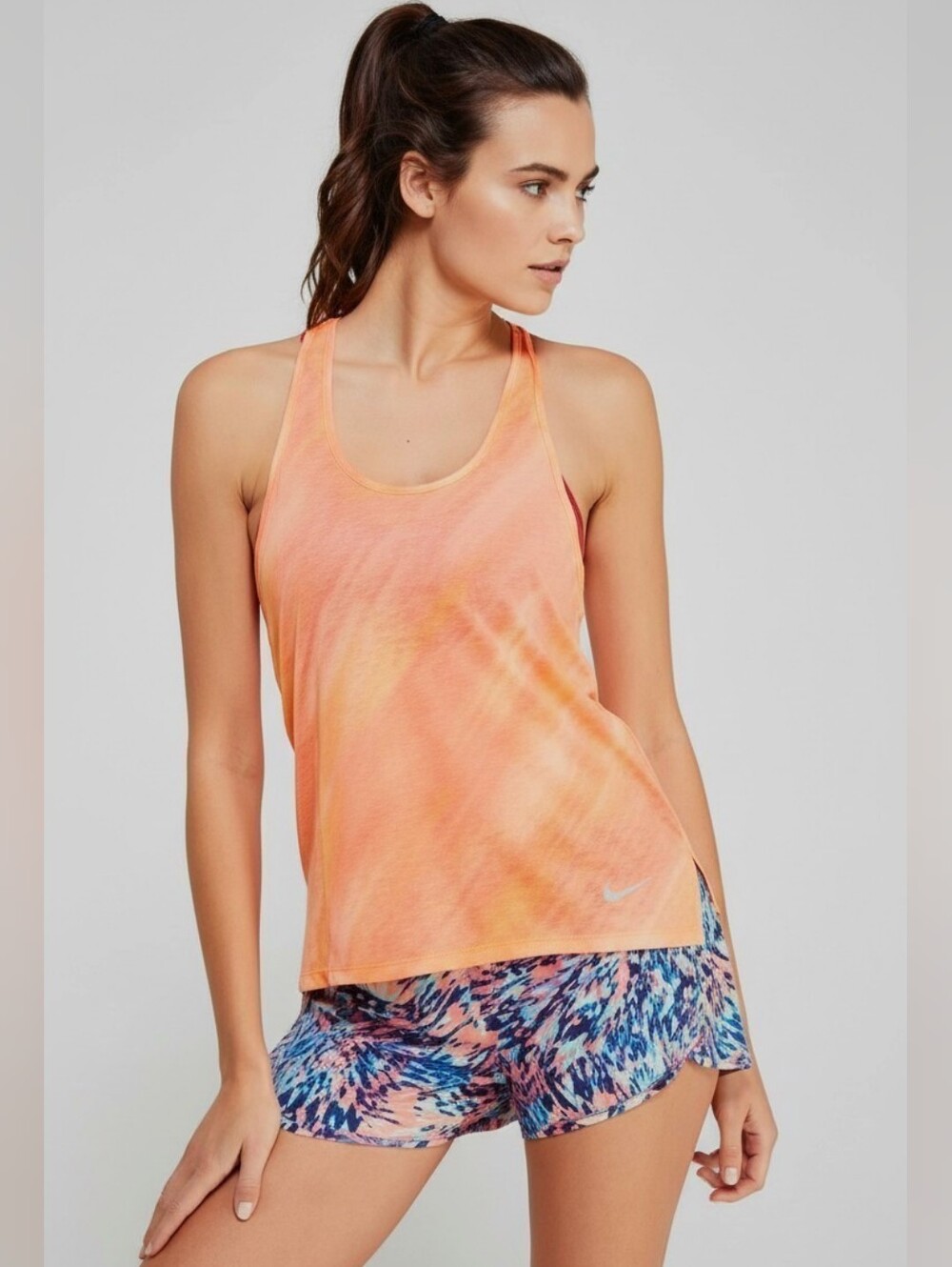 Nike Racer Back Dri Fit Orange Ombre Athletic Tank Size XSmall